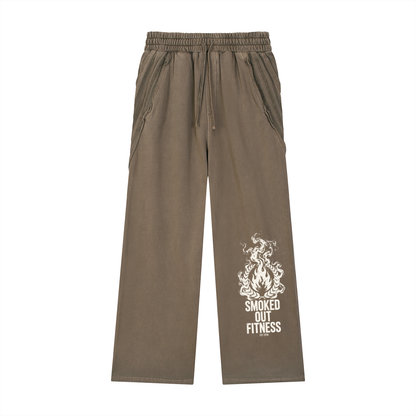 Smoked Out Fitness Snow Washed Tape Raw Edge Sweatpants