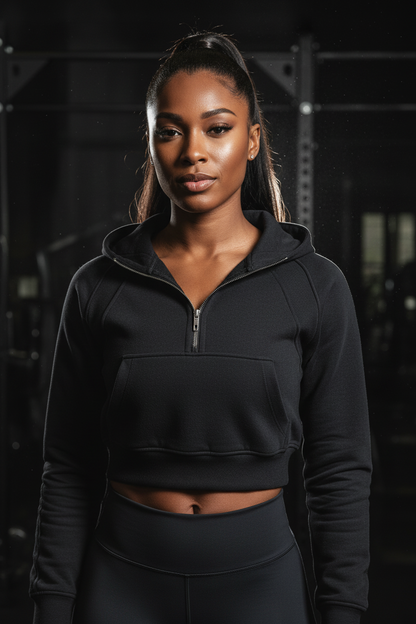 Smoked Out Fitness Cropped Half-Zip Hoodie