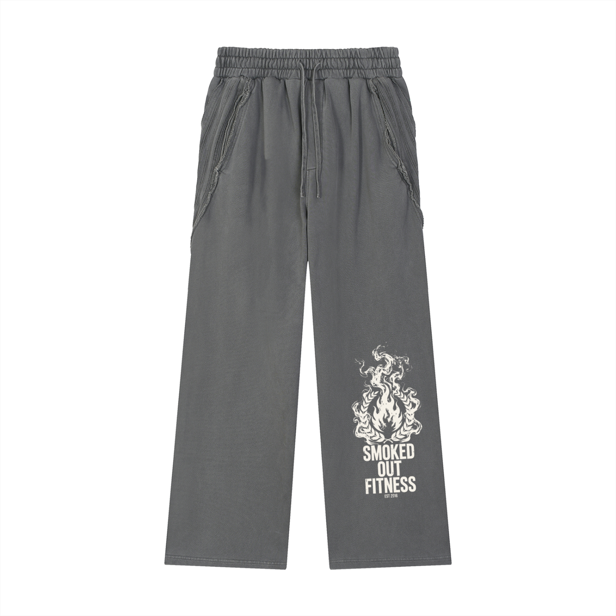 Smoked Out Fitness Snow Washed Tape Raw Edge Sweatpants