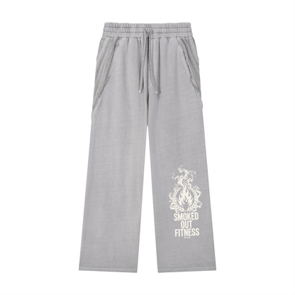 Smoked Out Fitness Snow Washed Tape Raw Edge Sweatpants