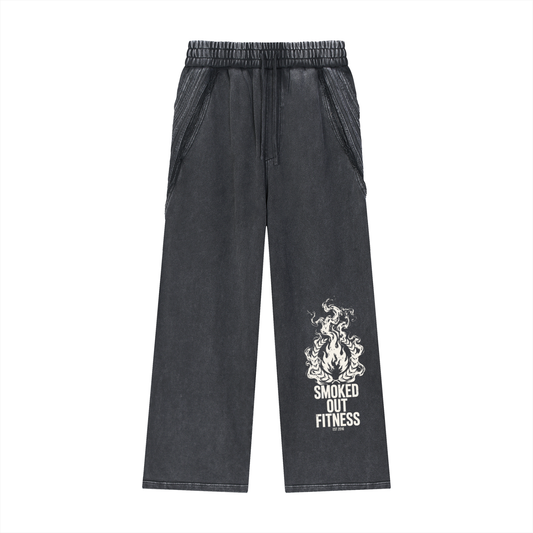 Smoked Out Fitness Snow Washed Tape Raw Edge Sweatpants