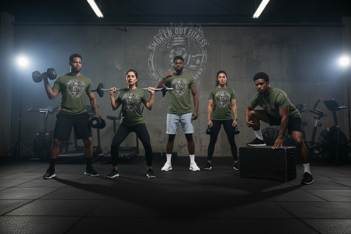 SMOKED OUT FITNESS - Dumbbell Fist T-Shirt